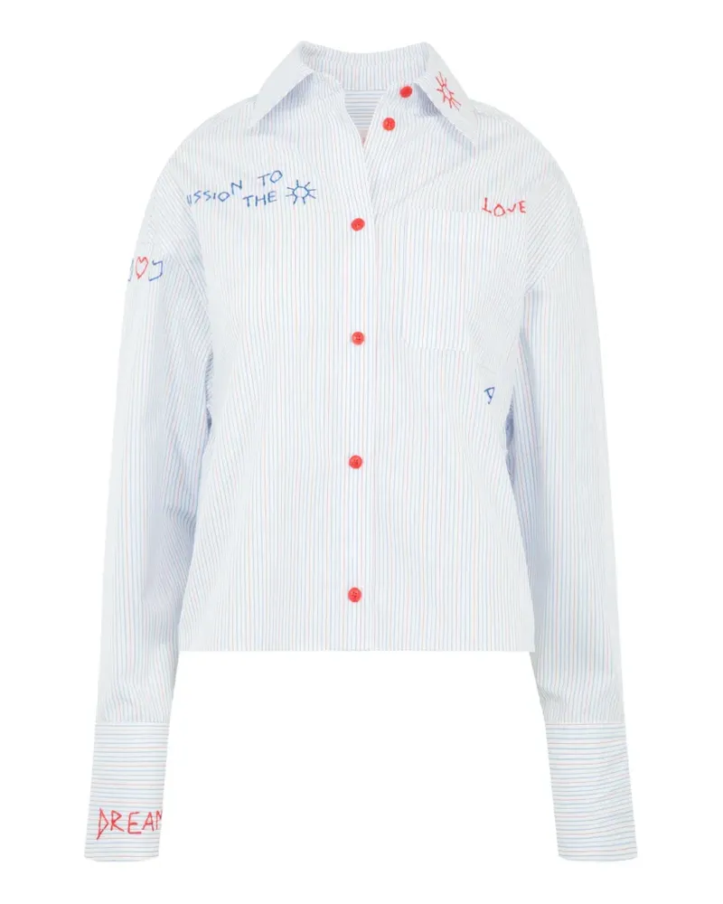 Mira Mikati embroidered striped shirt - Blau Blau