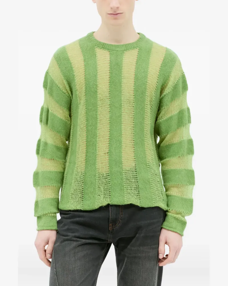 Brain Dead Gestreifter Threadbare Strickpullover - Grün Grün