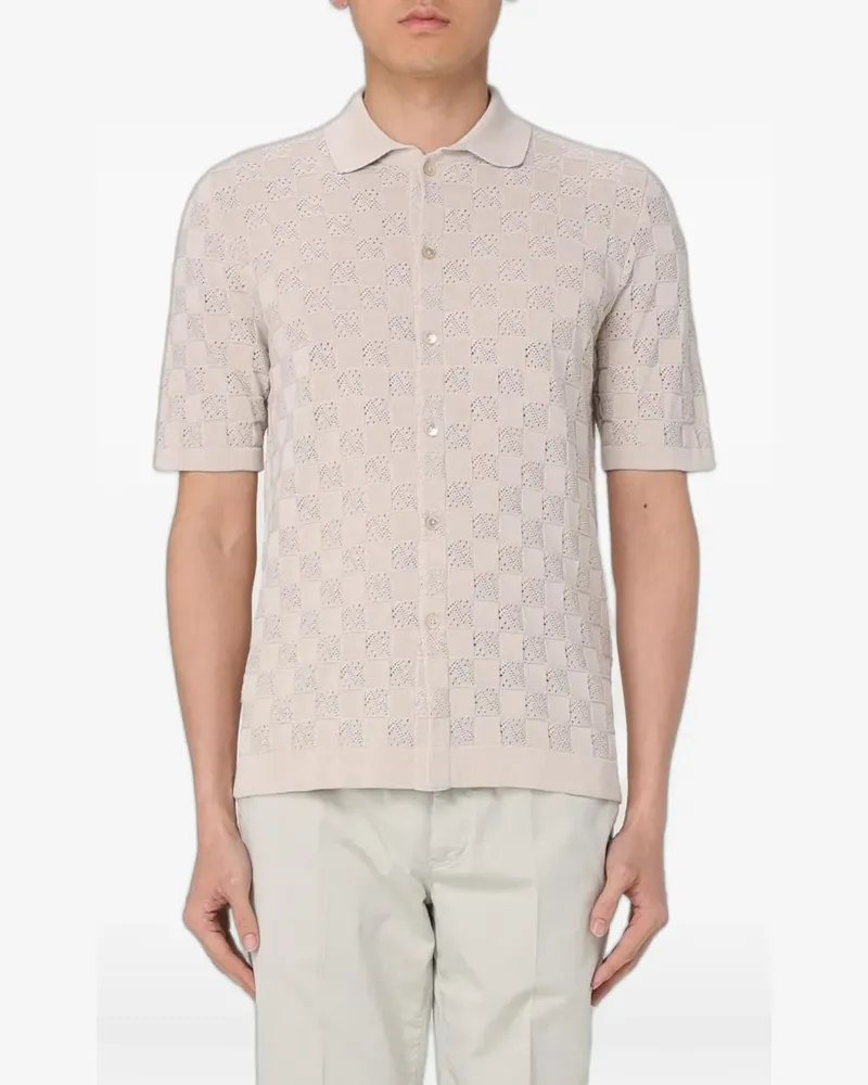 Eleventy check-pattern button-up sweater - Nude Nude
