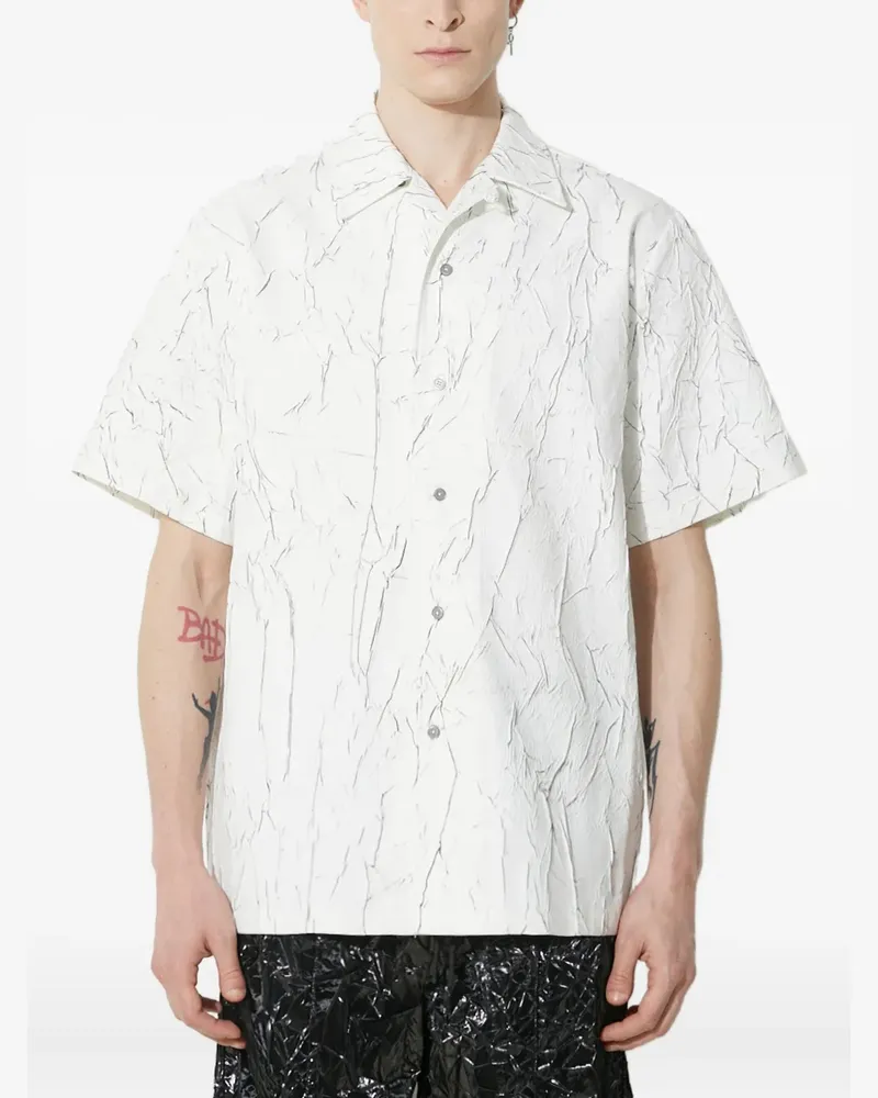 Han Kjøbenhavn Kurzärmeliges Hemd mit Crackle-Print - Weiß Weiß