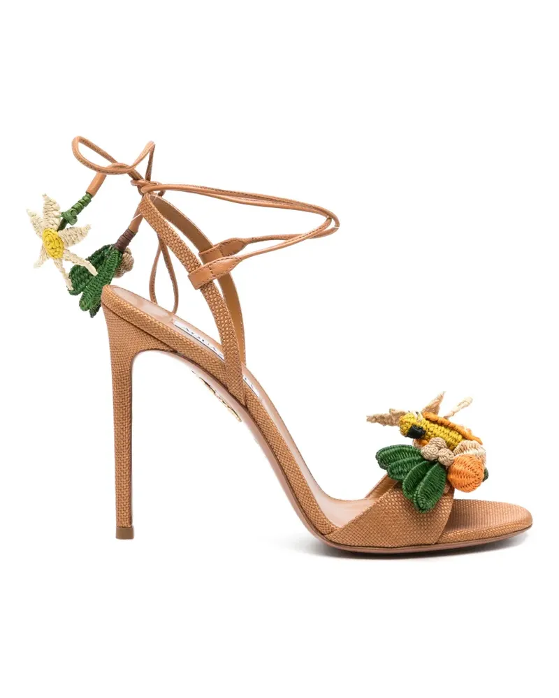 Aquazzura Birdsong floral-embellished sandals - Nude Nude