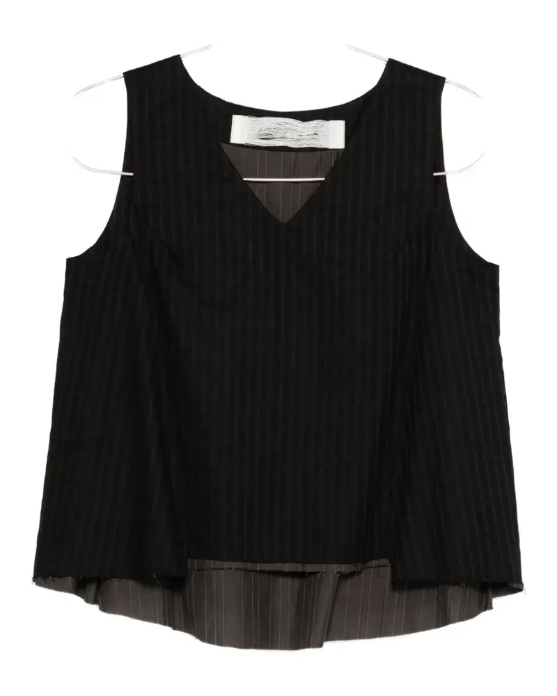 individual sentiments striped V-neck blouse - Schwarz Schwarz