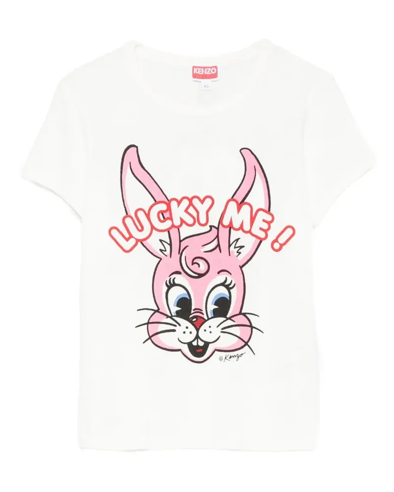 Kenzo T-Shirt mit Hasen-Print - Weiß Weiß