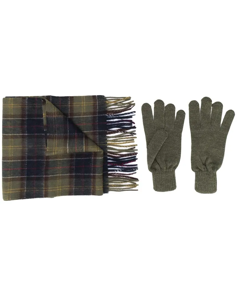 Barbour Set aus Schal und Handschuhen mit Schottenkaro - Grün Grün