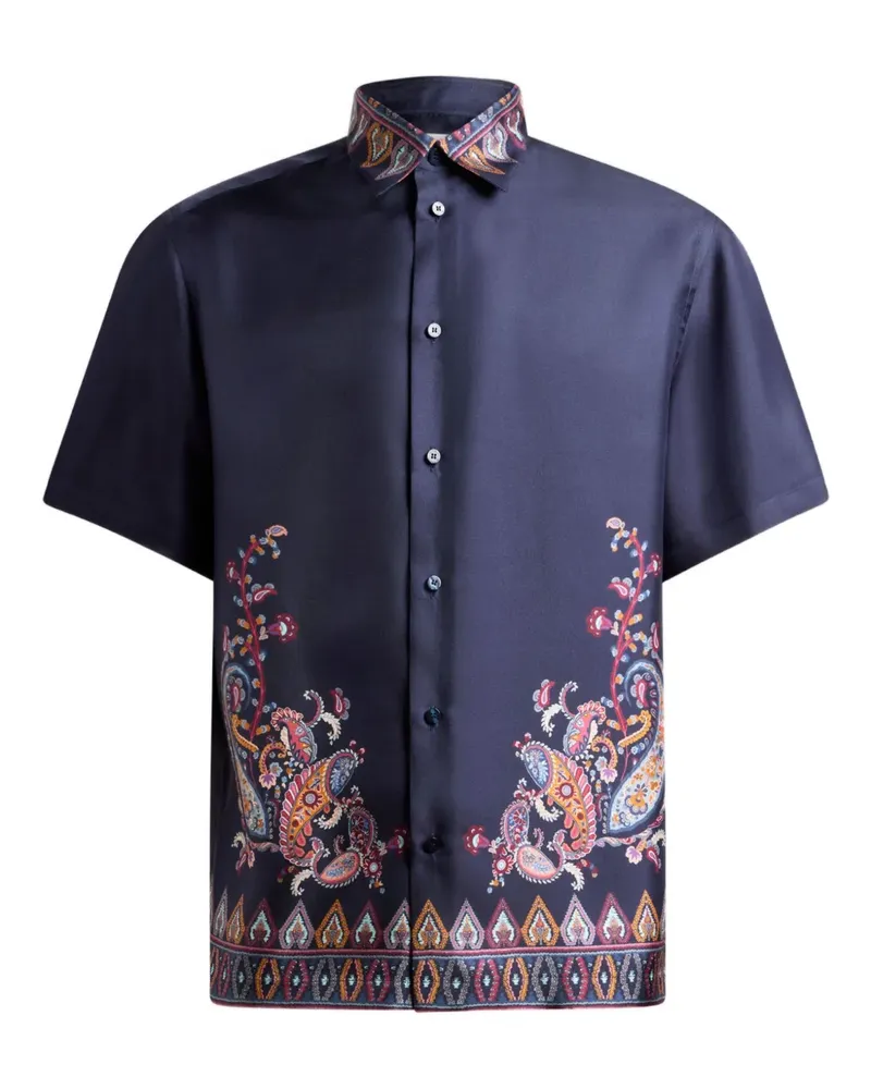 Etro Hemd aus Seide mit Paisley-Print - Blau Blau