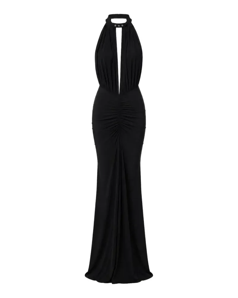 Amazuìn Glenn asymmetric gathered-bodice maxi dress - Schwarz Schwarz