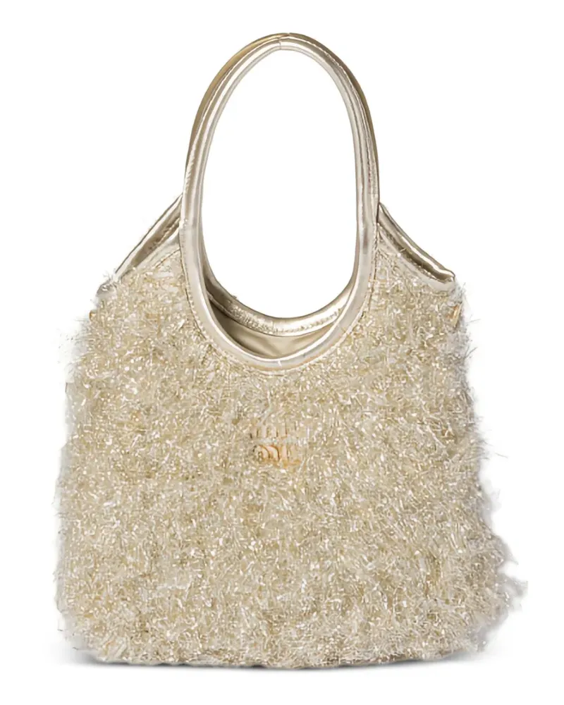 Miu Miu mini Ivy faux-fur tote bag - Nude Nude