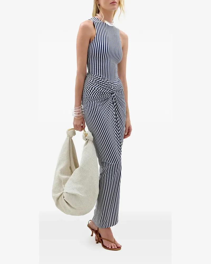 Silvia Tcherassi Gestreiftes Leni Maxikleid mit Knotendetail - Blau Blau