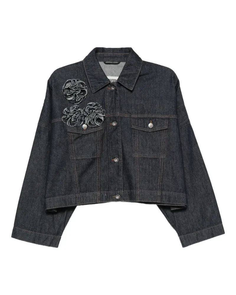 Drykorn floral-appliqué cropped denim jacket - Blau Blau
