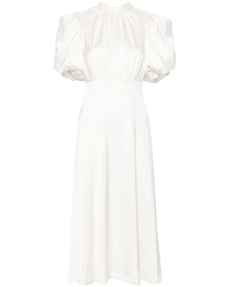 ROTATE Birger Christensen Midikleid mit Puffärmeln - Weiß Weiß