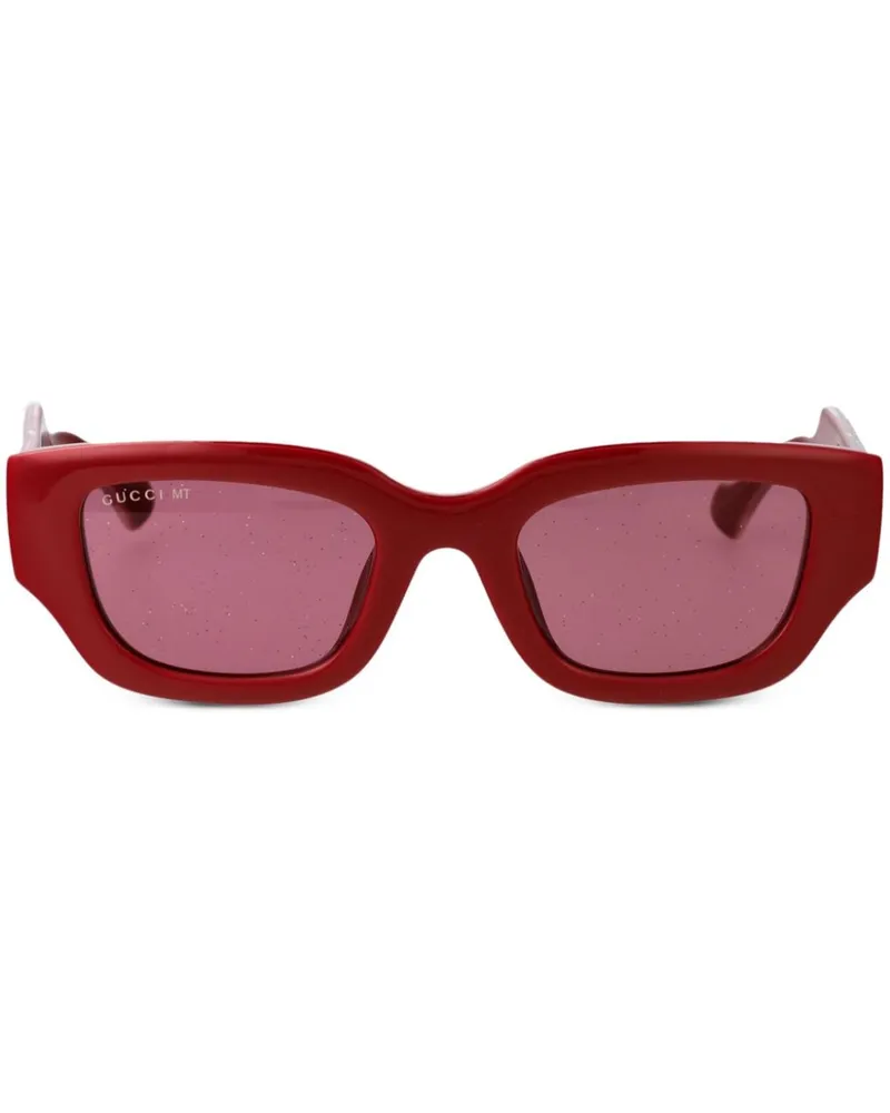 Gucci GG Sonnenbrille mit eckigem Gestell - Rot Rot