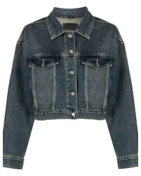 Tout a Coup Klassische Cropped-Jeansjacke Blau