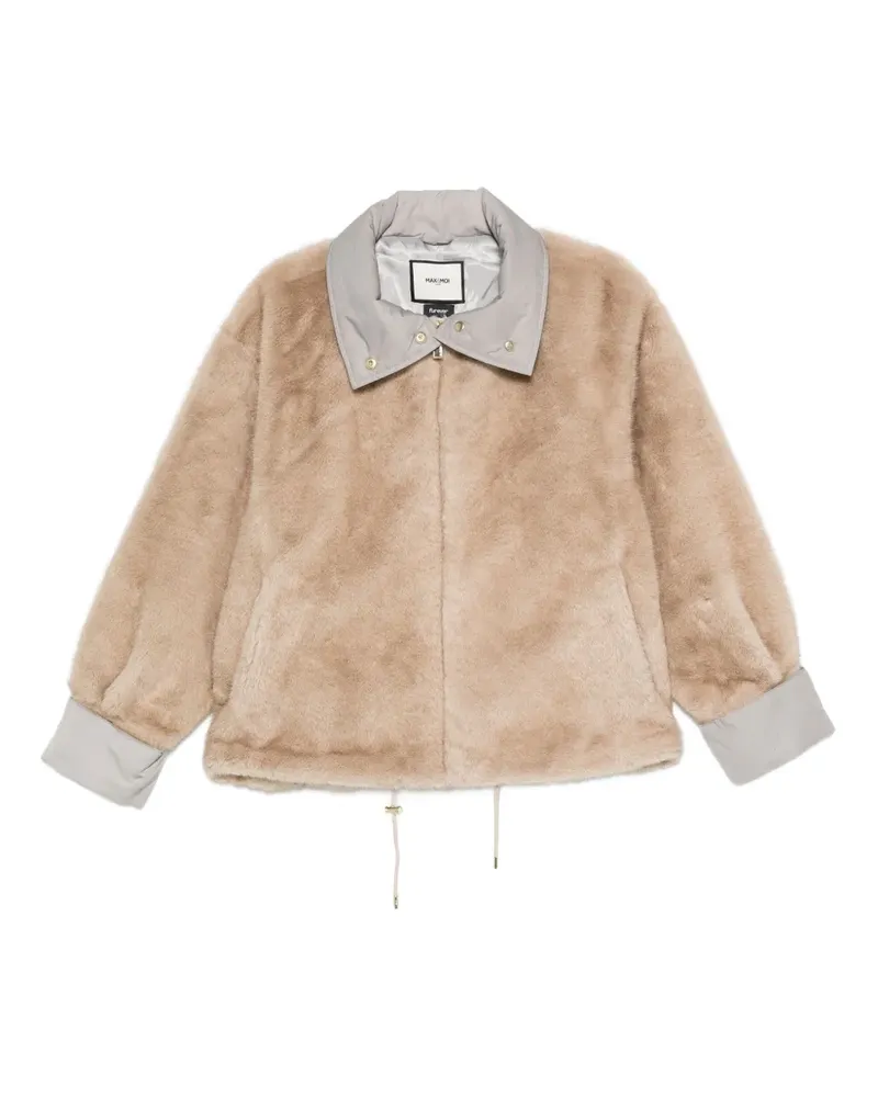 MAX&MOI Mantel aus Faux Fur mit Kordelzug - Nude Nude