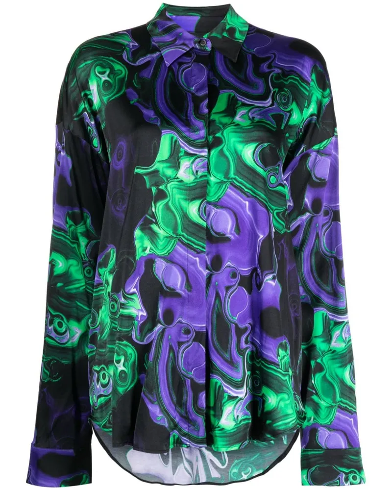 MSGM Hemd mit grafischem Print - Violett Violett