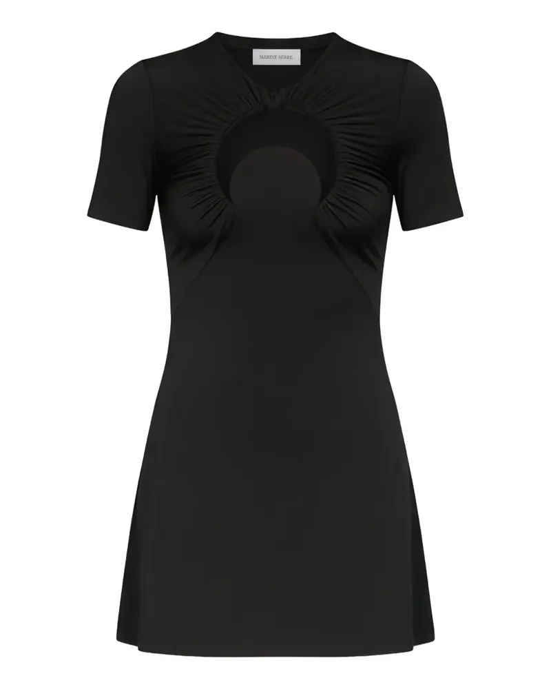 Marine Serre Moon-detail gathered mini dress - Schwarz Schwarz