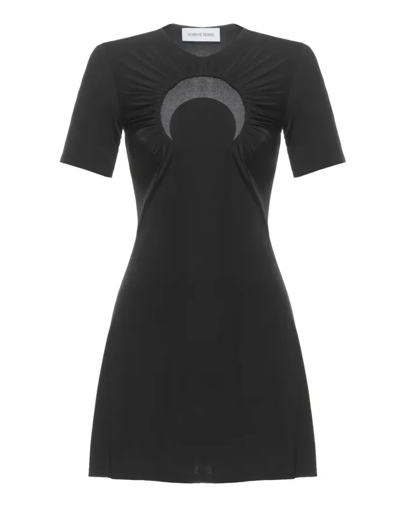 Marine Serre Gerafftes Minikleid mit Mond-Detail - Schwarz Schwarz