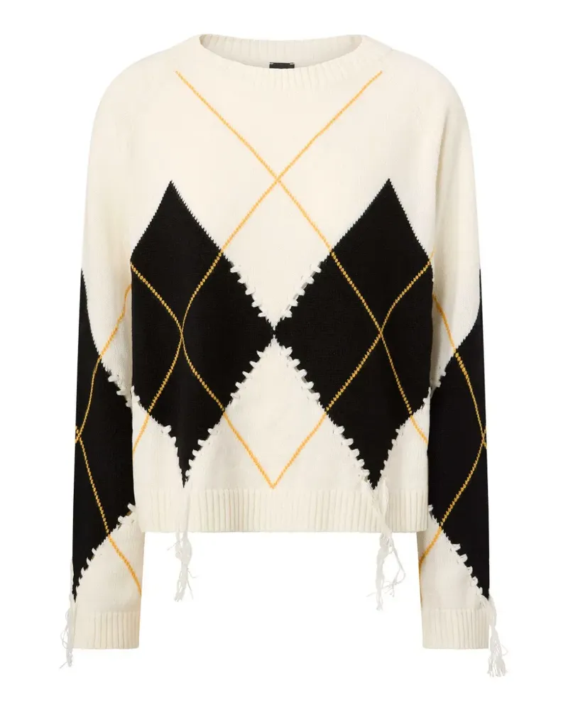 Pinko Pullover aus Wolle und Kaschmir mit Maxi-Diamanten - Weiß Weiß