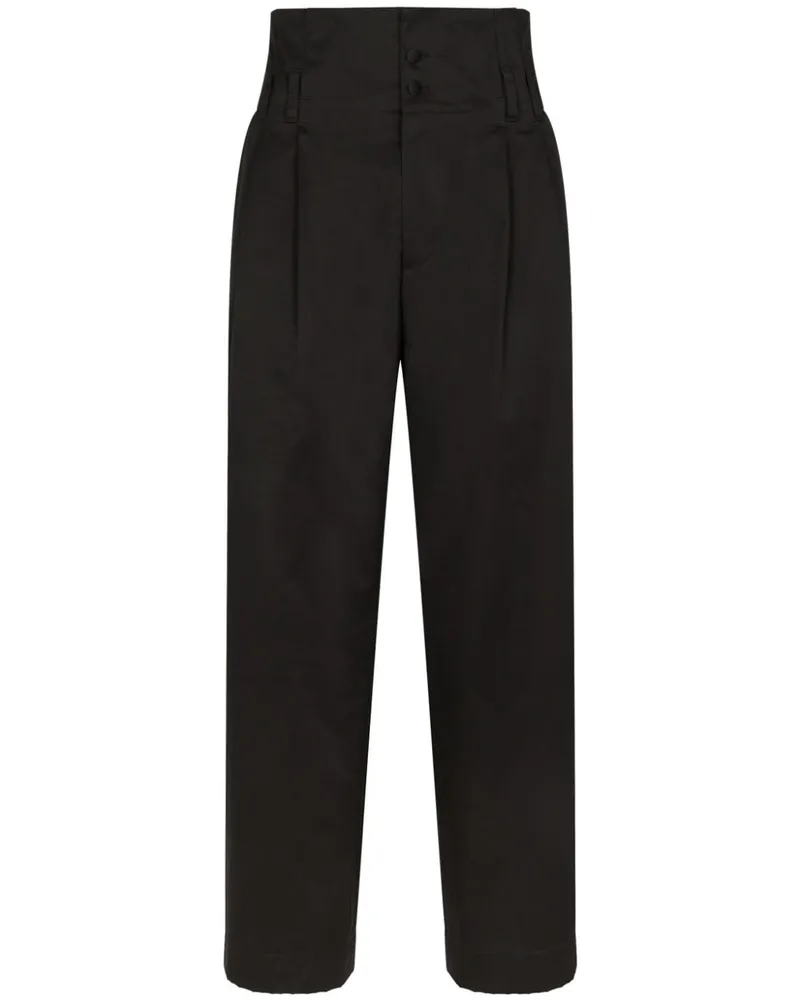 Dolce & Gabbana High-Waist-Hose mit Bundfalten - Schwarz Schwarz