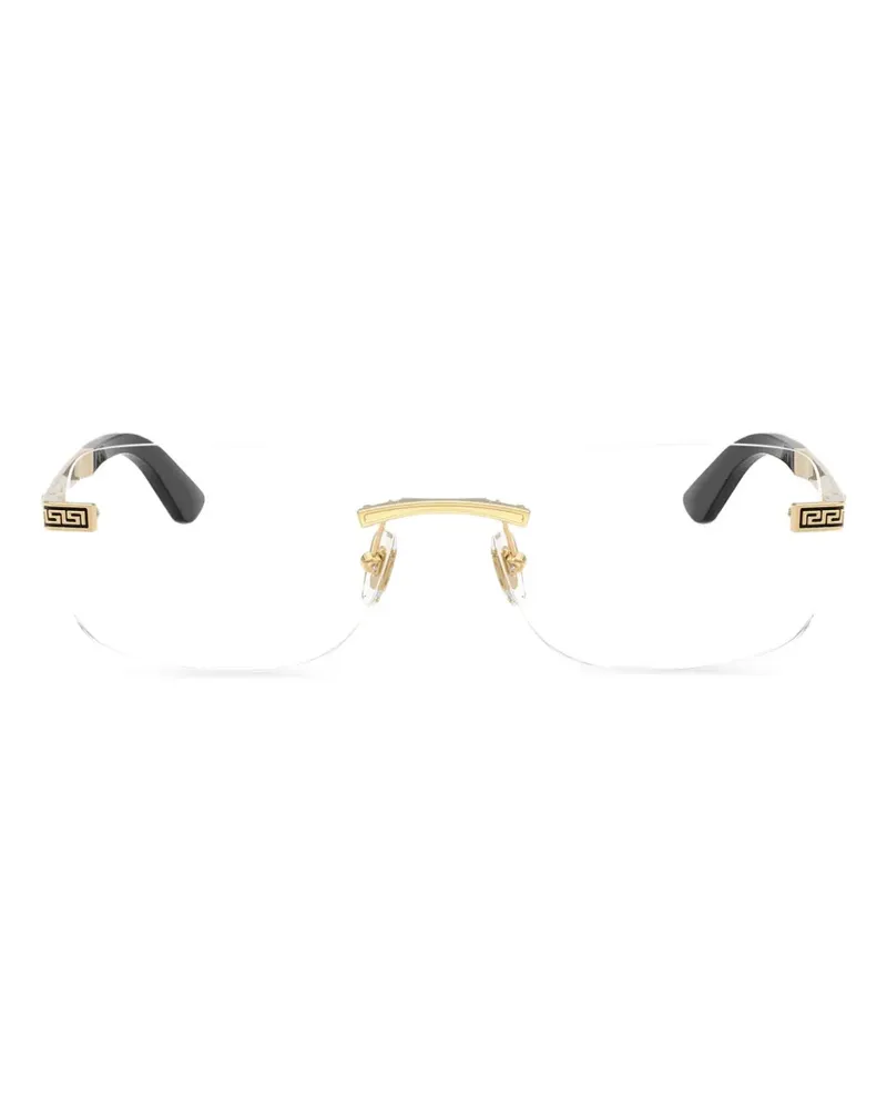 Versace Eckige Brille mit Greca-Muster - Gold Gold