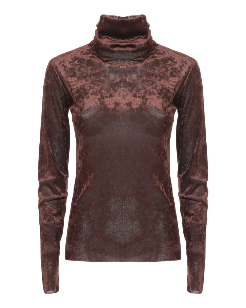 D.EXTERIOR Rollkragenpullover mit Crushed-Effekt - Braun Braun