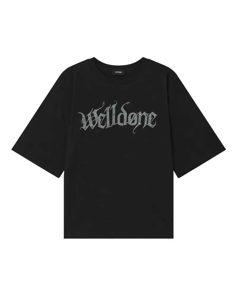 WE 11 DONE crystal-embellished logo-print T-shirt - Schwarz Schwarz