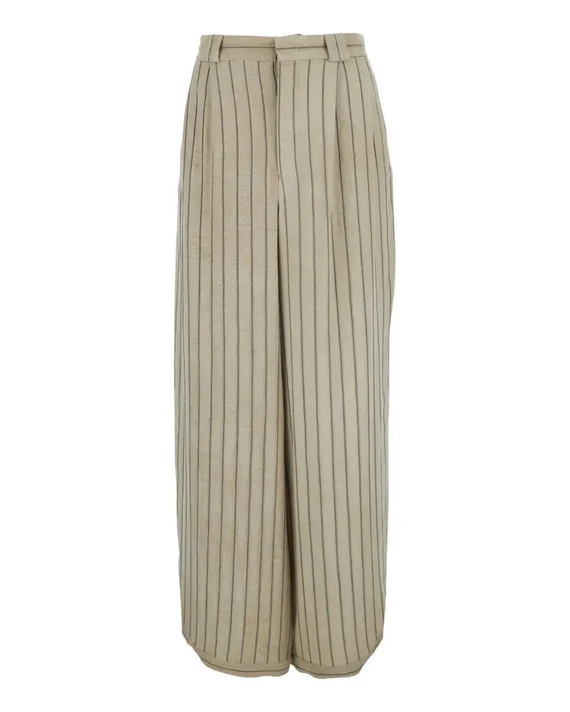Emporio Armani pinstriped pleated trousers - Nude Nude