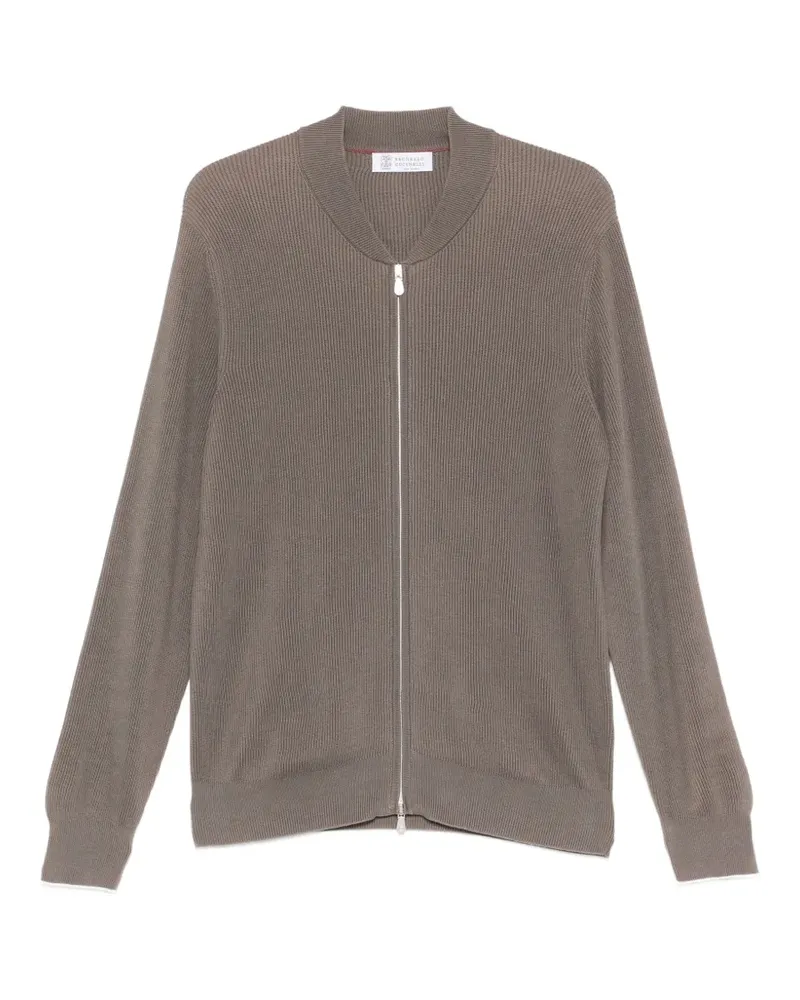 Brunello Cucinelli ribbed zip-fastening cardigan - Braun Braun