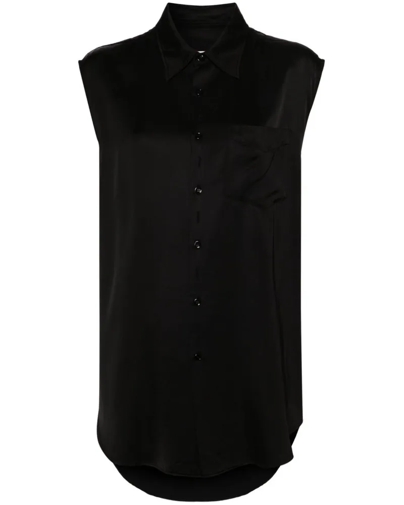 Maison Margiela Satinhemd mit geripptem Detail - Schwarz Schwarz
