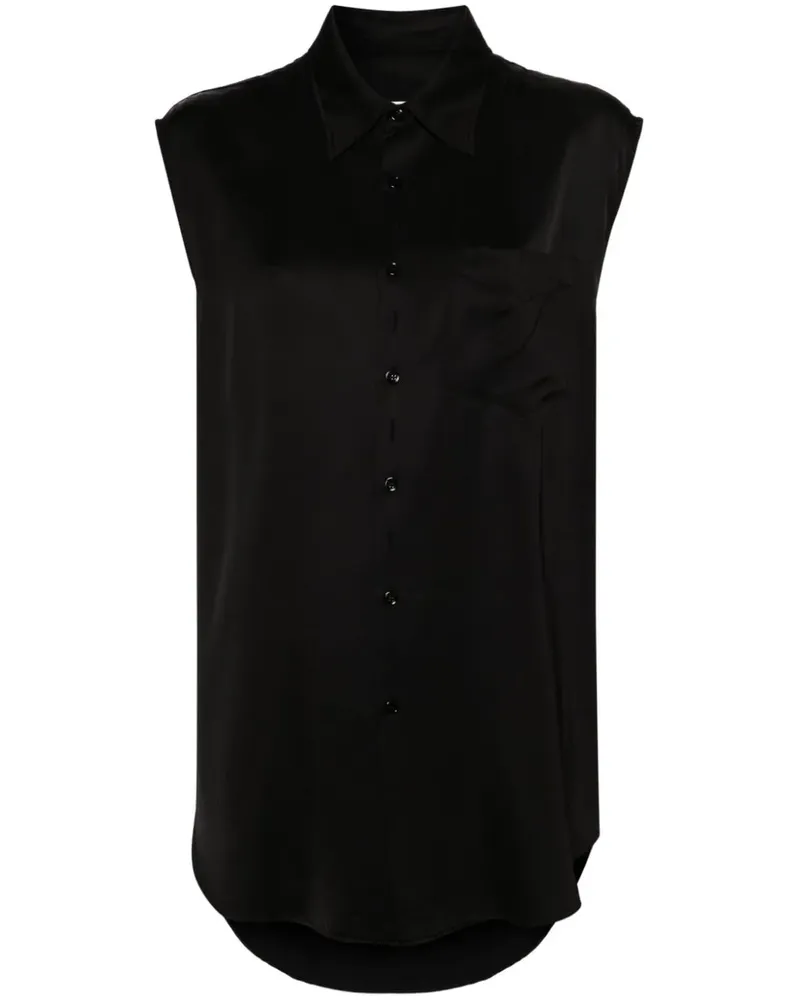 Maison Margiela Satinhemd mit geripptem Detail - Schwarz Schwarz