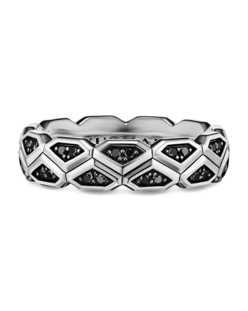 David Yurman Hex Sterlingsilberring mit schwarzen Diamanten Silber