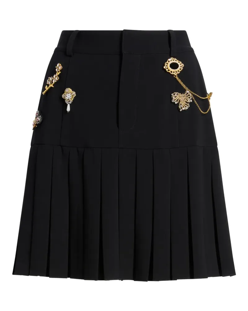 Cinq à Sept Brooches Minirock mit Falten - Schwarz Schwarz