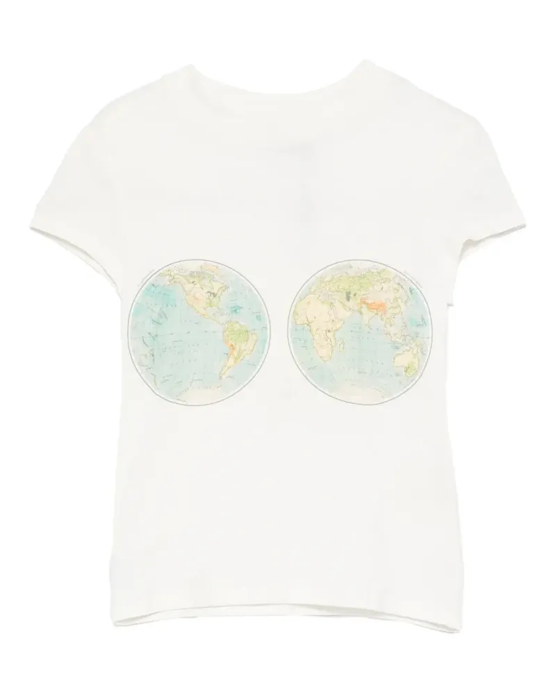 A.W.A.K.E. T-Shirt mit Landkarten-Print - Weiß Weiß