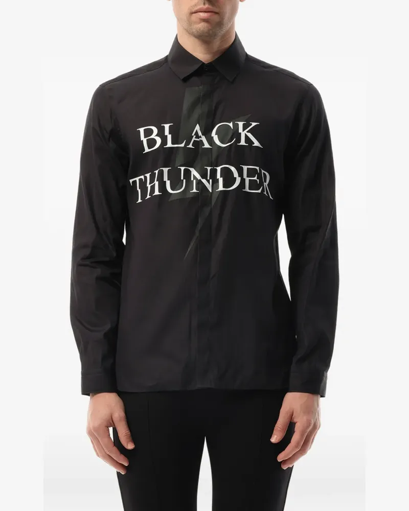 Neil Barrett slogan-print long-sleeve shirt - Schwarz Schwarz