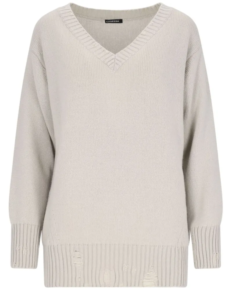 Canessa Pullover im Distressed-Look - Grau Grau