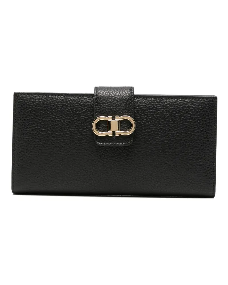 Ferragamo Gancini pebbled wallet - Schwarz Schwarz