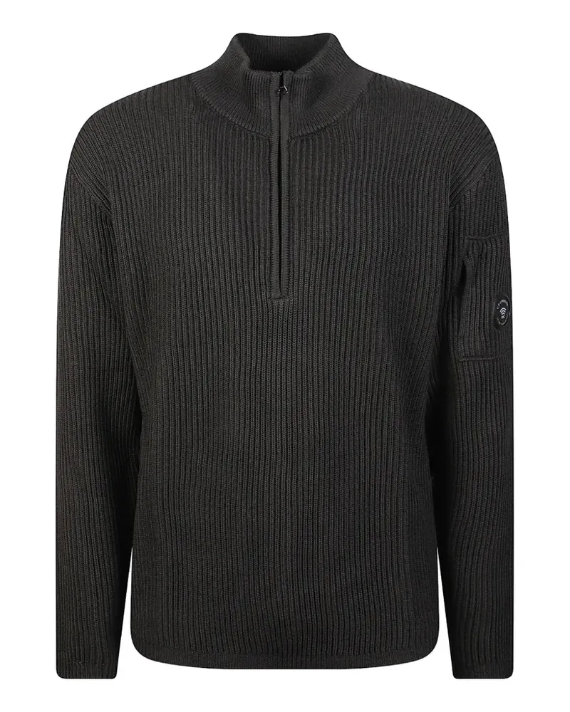 C.P. Company Cardigan aus Re-Wolle mit kurzem Reißverschluss - Grau Grau