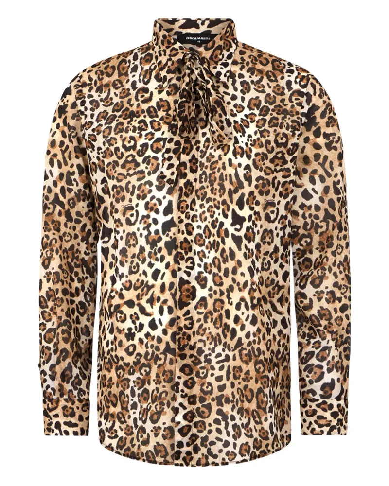 Dsquared2 Tie Hemd mit Leoparden-Print - Braun Braun