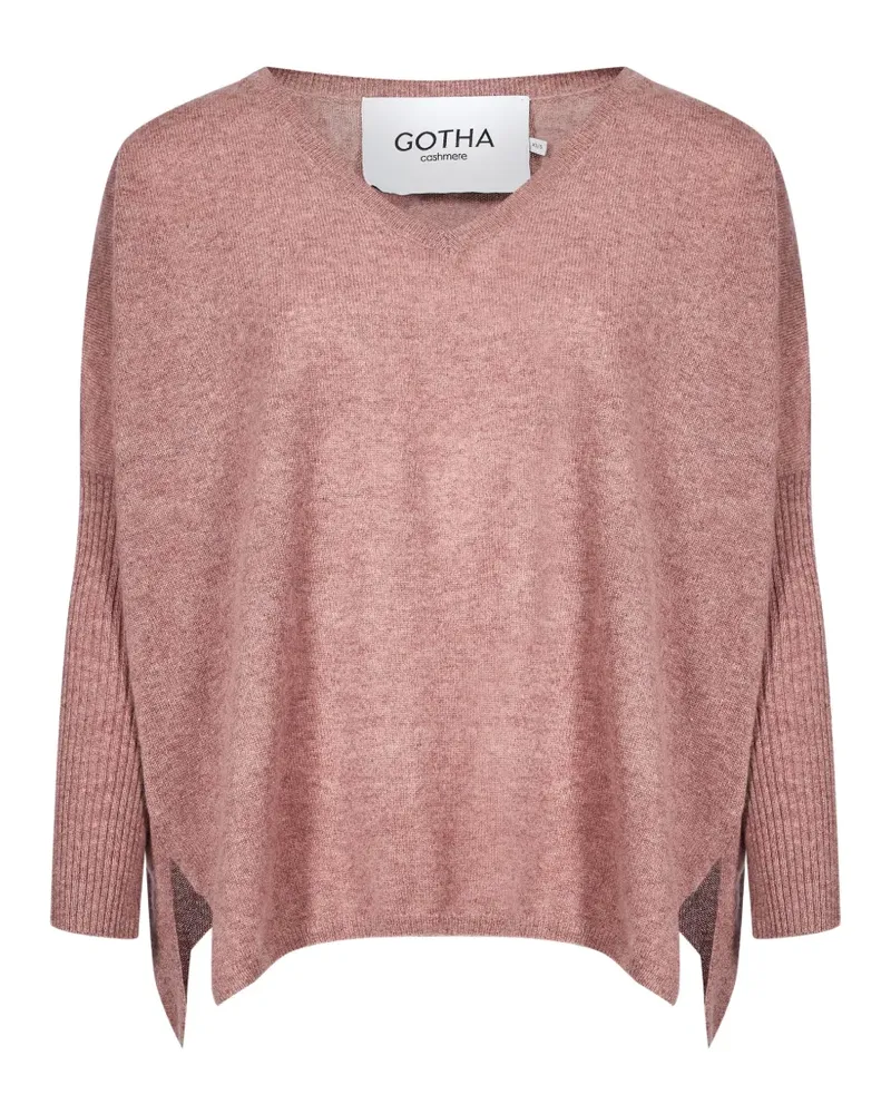 Gotha Faustine Pullover mit V-Ausschnitt mit gerippter Struktur aus Strick - Rosa Rosa
