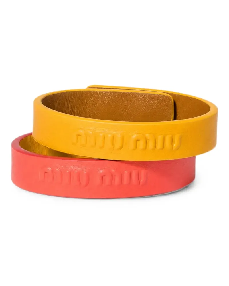 Miu Miu Lederarmbänder (2er-Set) - Gelb Gelb