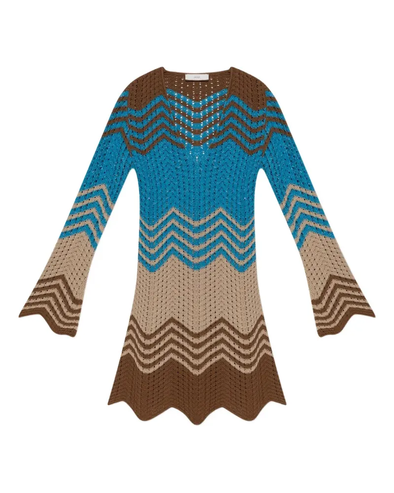 AKEP chevron-knit v-neck dress - Blau Blau