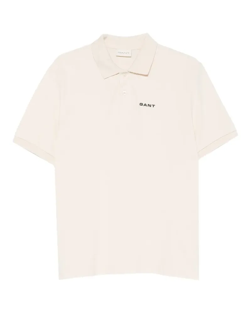 Gant logo-print piqué polo shirt - Nude Nude