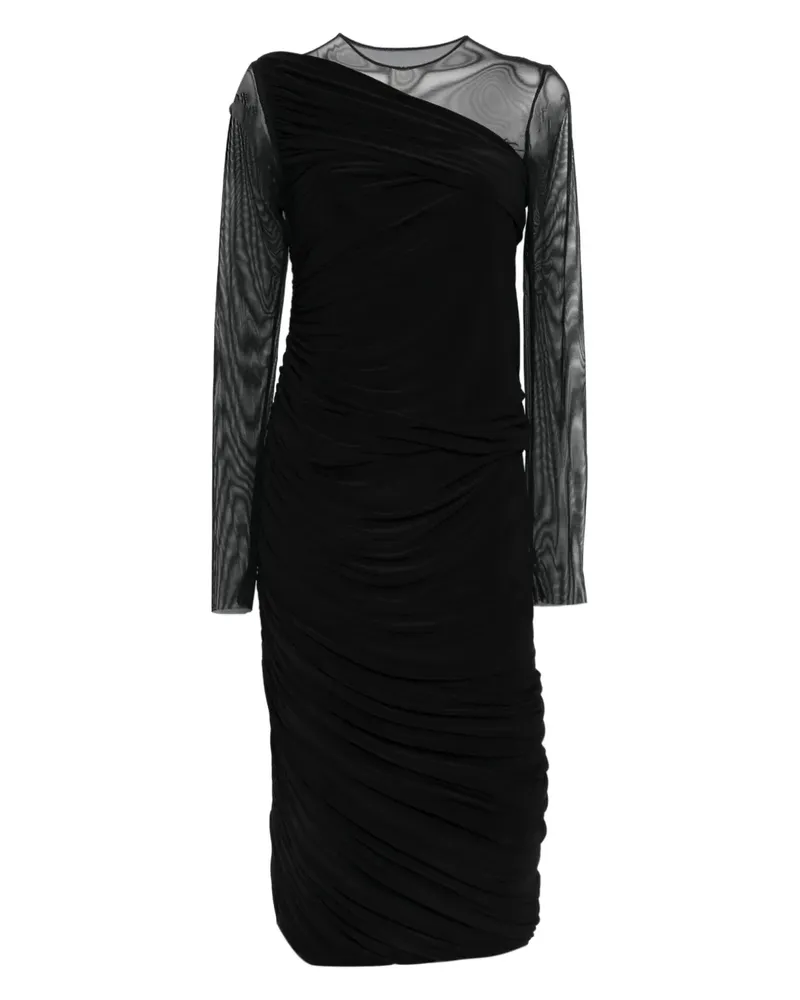 Norma Kamali Midikleid mit drapiertem Ausschnitt - Schwarz Schwarz