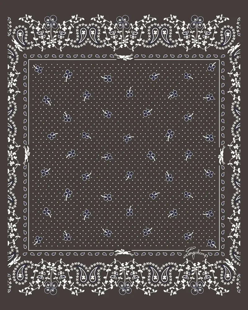 Longchamp French Bandana Seidentuch 50cm - Braun Braun