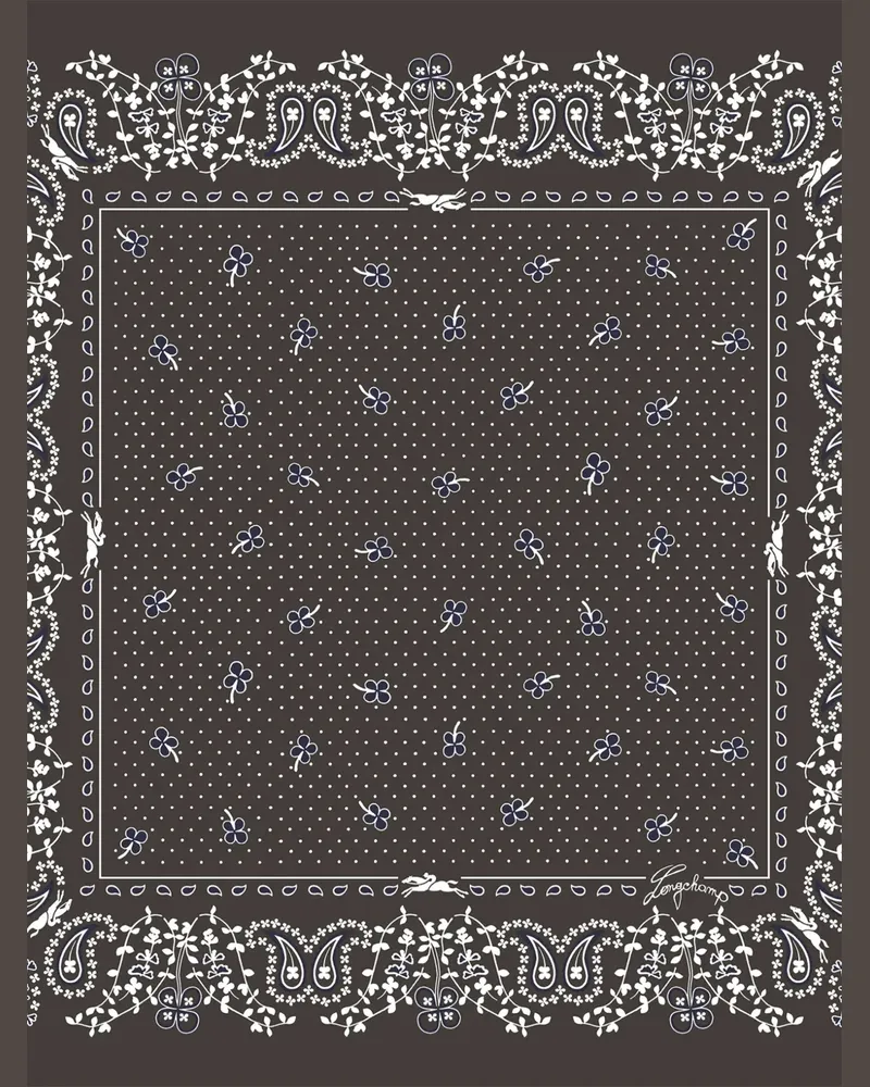 Longchamp French Bandana Seidentuch 50cm - Braun Braun