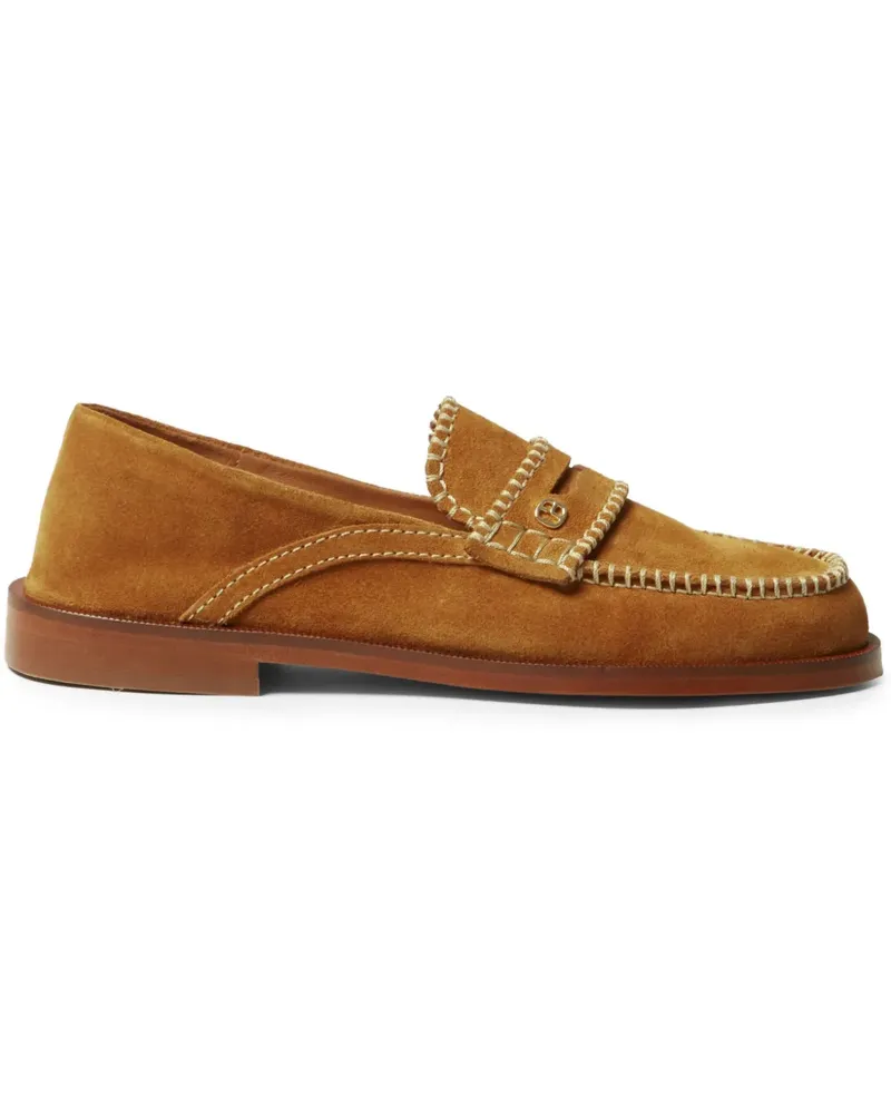Claudie Pierlot Mules aus Wildleder mit Monogramm - Braun Braun