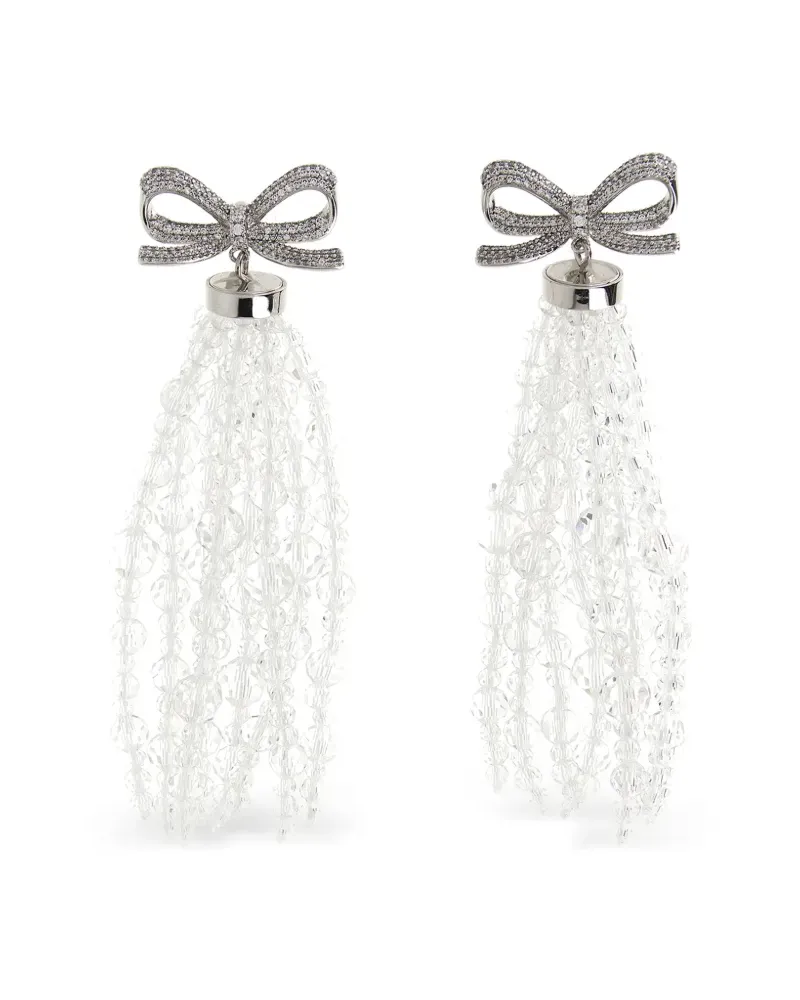 Self-Portrait Perlenohrringe mit Schleife - Silber Silber