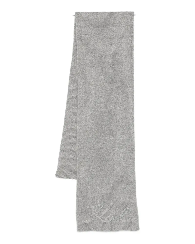 Karl Lagerfeld Schal mit Logo-Stickerei - Grau Grau