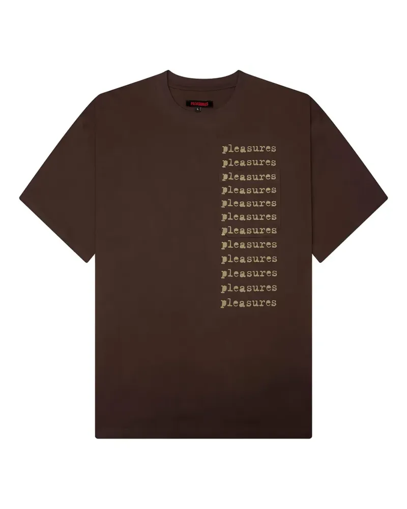PLEASURES Slip Heavyweight T-Shirt mit Logo-Print - Braun Braun