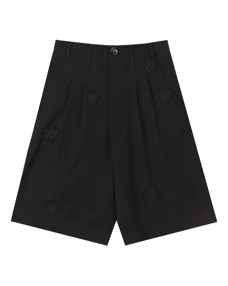 Song For The Mute Black" Shorts mit Margeriten-Stickerei - Schwarz Schwarz