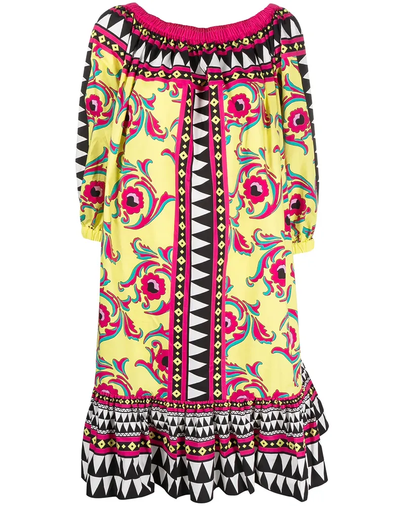 La DoubleJ Midikleid mit Blumen-Print - Gelb Gelb